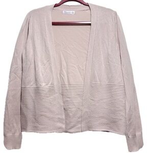 89th + Madison peach pink tan cream open‎ Cardigan Sweater - Small